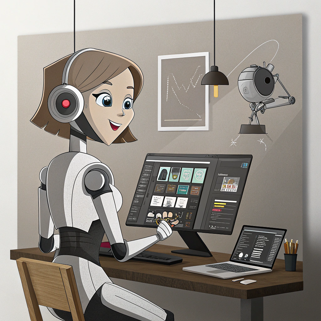 Remix-friendly-female-robot-that-focuses-on-video-editin